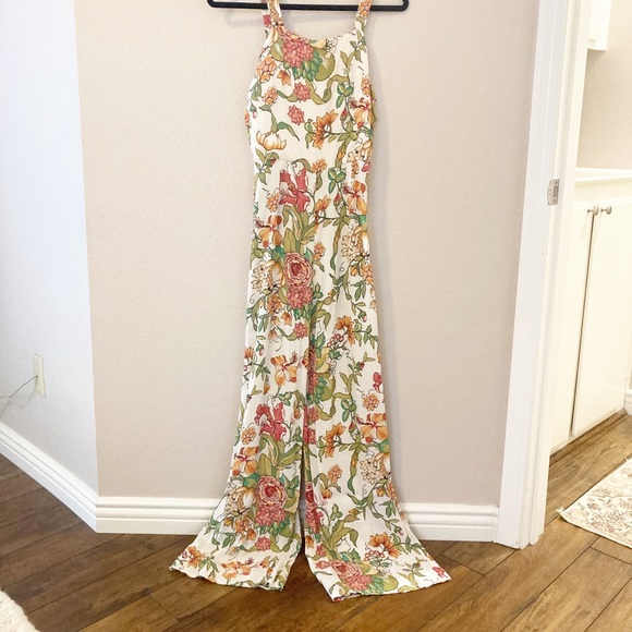 [Zara] Floral Wide Leg Romper Jumpsuit S - Picture 8 of 9